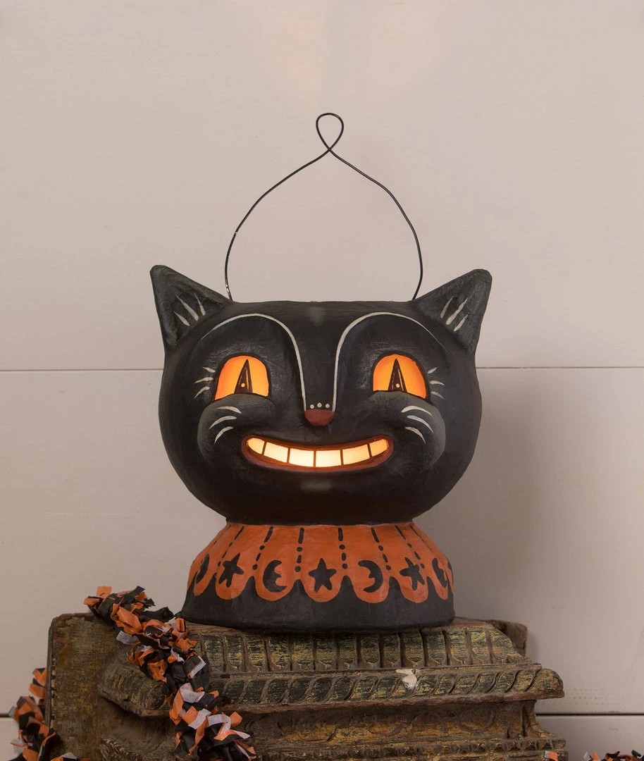 Bethany Lowe New! Magic Catty Jack Lantern, Paper Mache 3 Bethany Lowe New! Magic Catty Jack Lantern, Paper Mache
