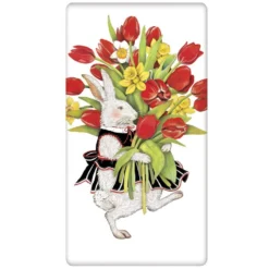 Mary Lake-Thompson Bunny Bunch Of Tulips Flour Sack Towel