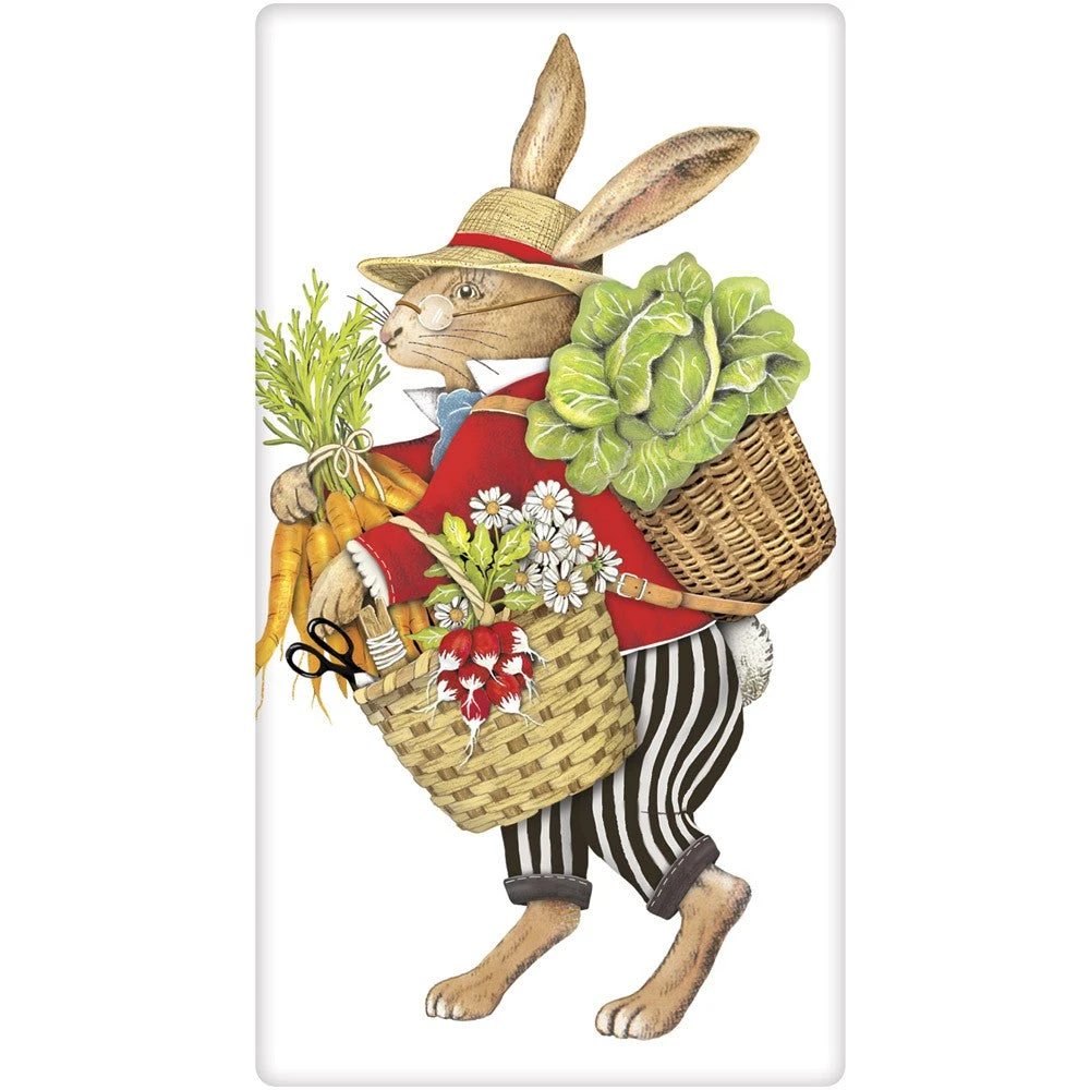 Mary Lake-Thompson Farmers' Market Rabbit Flour Sack Towel New! 3 Mary Lake-Thompson Farmers' Market Rabbit Flour Sack Towel New!
