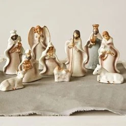 Creative Co-Op Mini Pastel Nativity, Crackled Stoneware