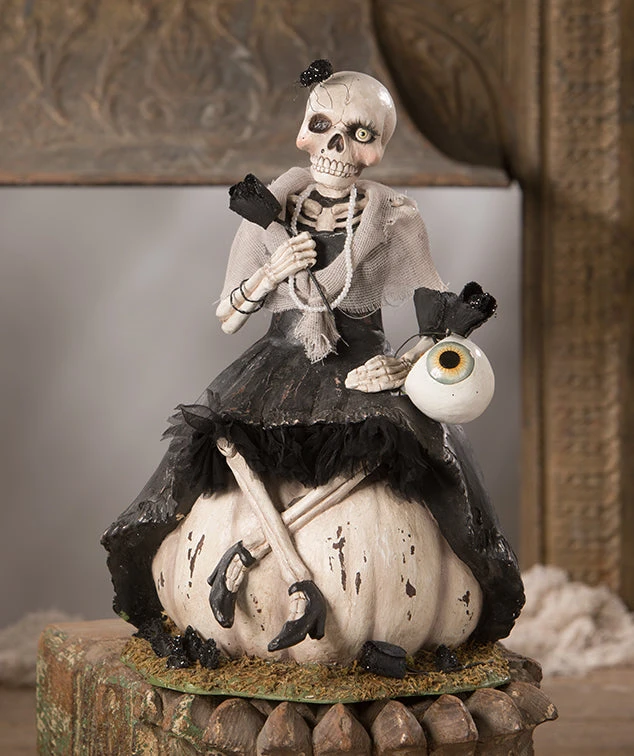 Bethany Lowe Miss Skeleton On Pumpkin New! 3 Bethany Lowe Miss Skeleton On Pumpkin New!