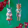 Glitterville Nathalie Lete Dressed Cat Ornaments