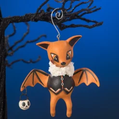 Bethany Lowe New! Orange Oliver Bat Ornament