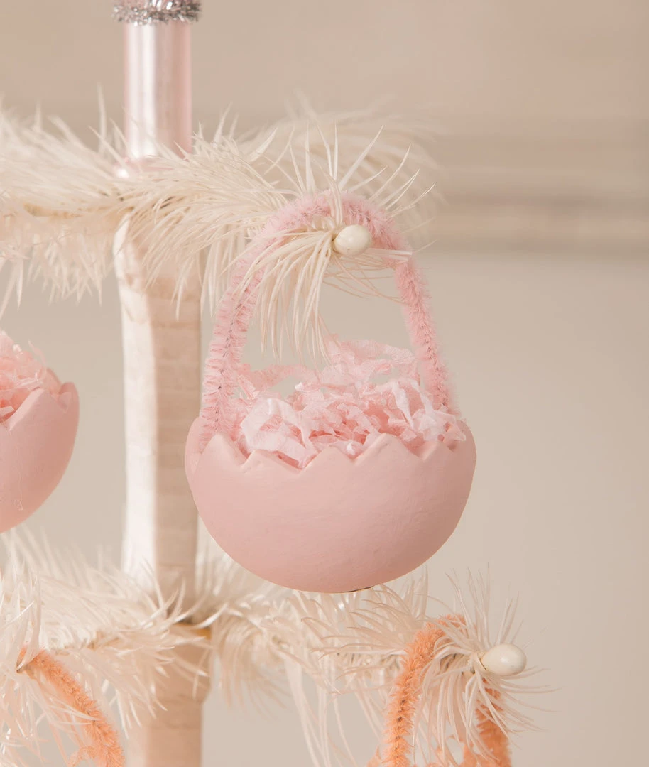 Bethany Lowe Pink Cracked Egg Basket Ornaments, Set Of 6 New! 3 Bethany Lowe Pink Cracked Egg Basket Ornaments, Set Of 6 New!