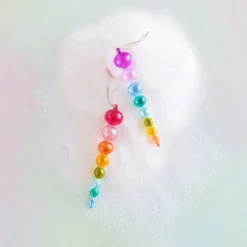 Glitterville New! Rainbow Glass Bubble Finial Ornaments
