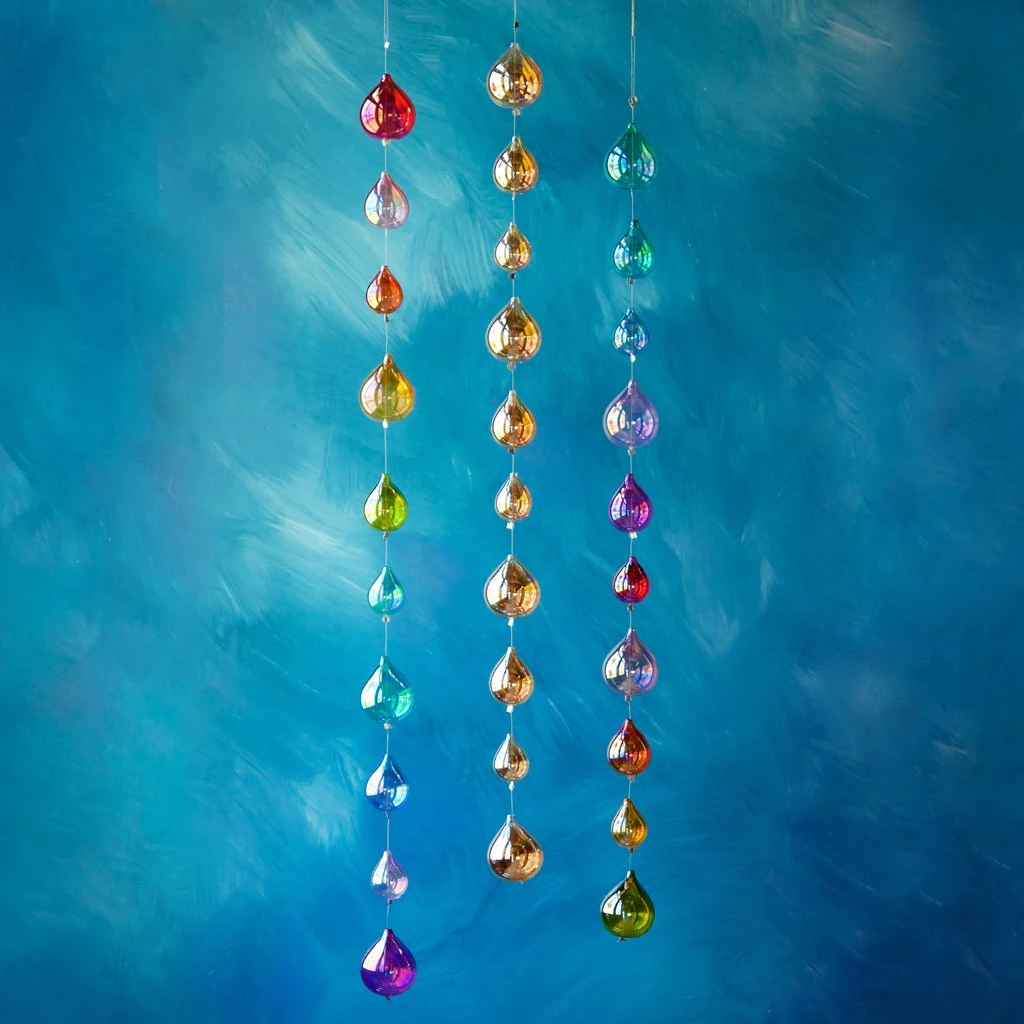 Glitterville New! Rainbow Raindrop Glass Garland 3 Glitterville New! Rainbow Raindrop Glass Garland