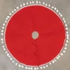 Ragon House New! Red Tree Skirt With White Pom Poms, 28" 1 Ragon House New! Red Tree Skirt With White Pom Poms, 28"