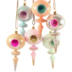 Cody Foster Retro Pastel Spindle Reflector Ornaments New!
