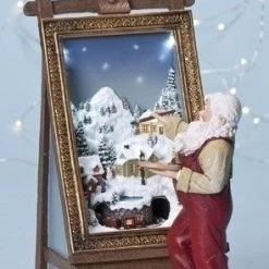 The Holiday Barn Christmas Music Boxes Santa Painting Music Box