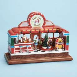 The Holiday Barn Christmas Music Boxes Santa's Soda Fountain Music Box