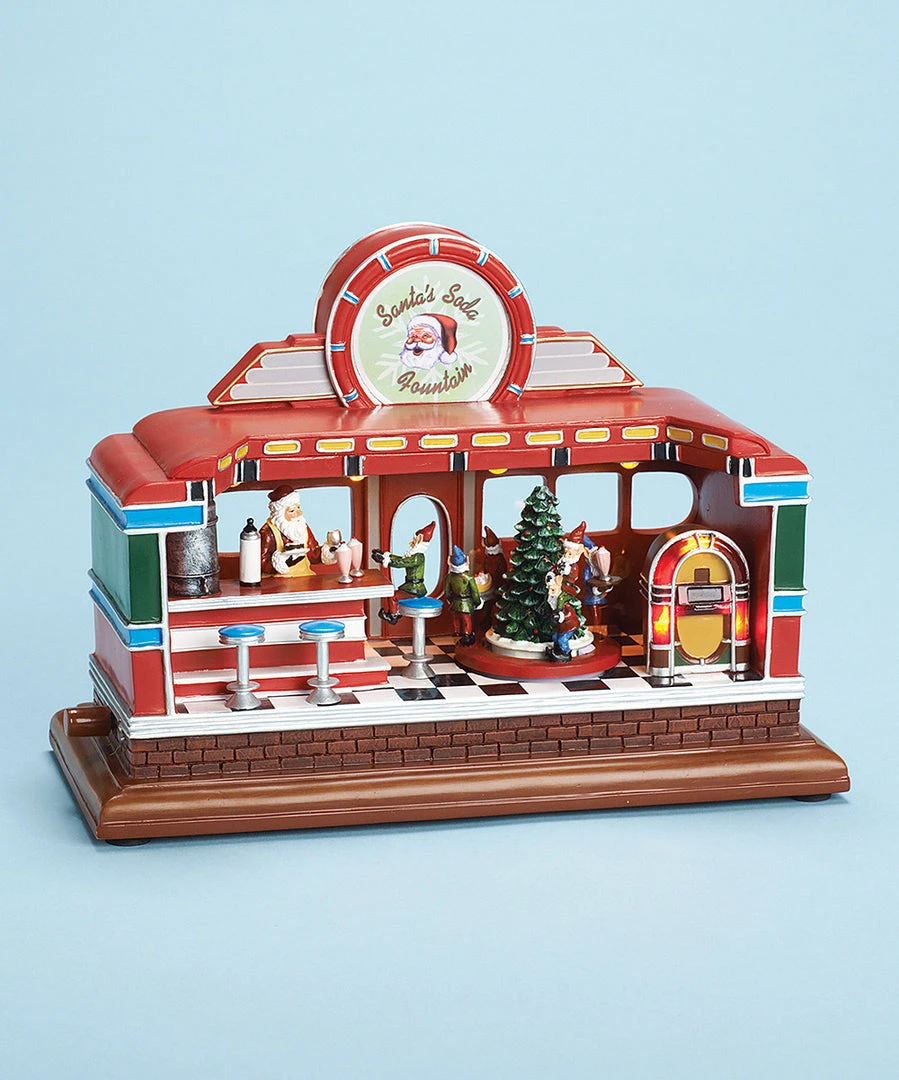 The Holiday Barn Christmas Music Boxes Santa's Soda Fountain Music Box 3 The Holiday Barn Christmas Music Boxes Santa's Soda Fountain Music Box
