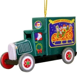TheHolidayBarn.com Santa's Toy Truck Tin Toy Ornament Christmas