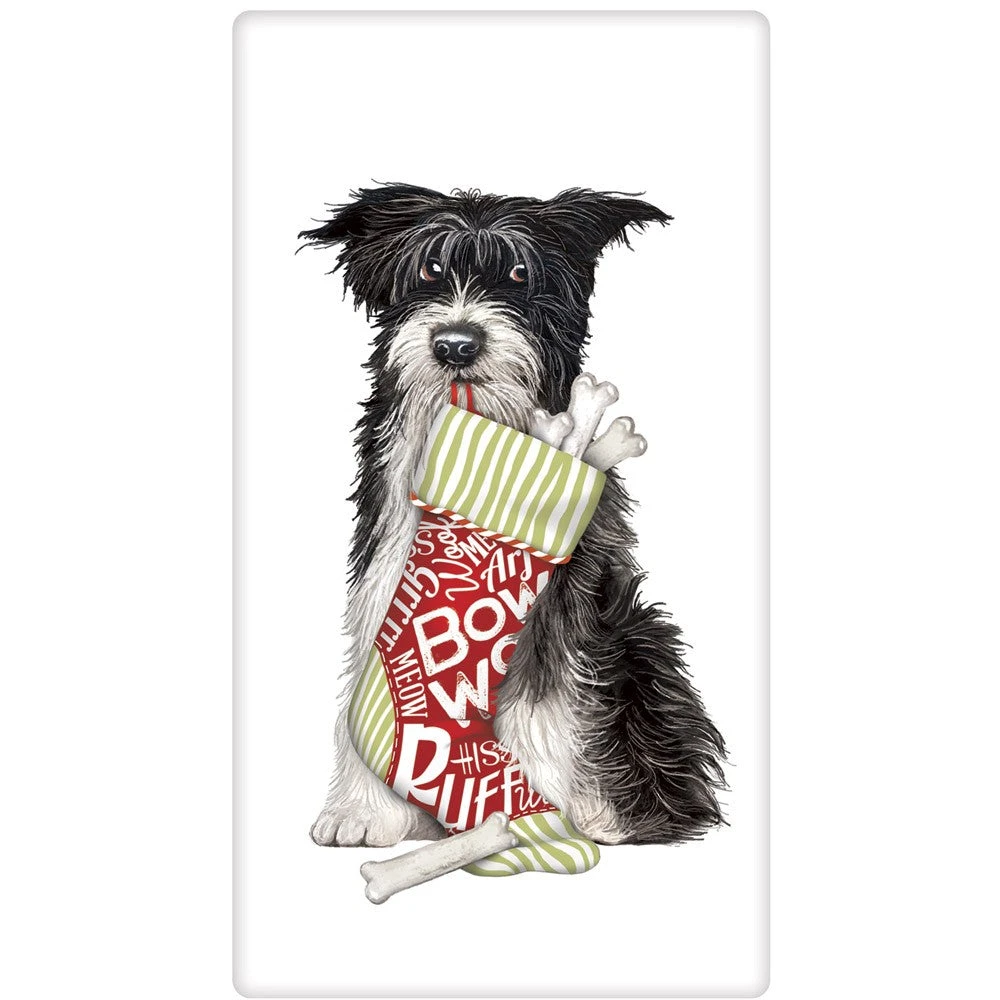 Mary Lake-Thompson Scruffy's Christmas Stocking Treats Flour Sack Towel 3 Mary Lake-Thompson Scruffy's Christmas Stocking Treats Flour Sack Towel