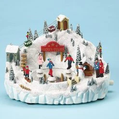 The Holiday Barn Skating Pond Music Box Christmas Music Boxes