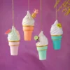 Glitterville New! Soft Serve Ice Cream Cone Ornaments, Fruity Flavors