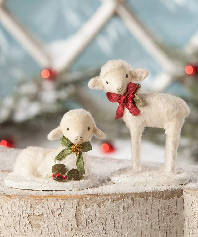 Bethany Lowe Sweet Christmas Lambs New! 3 Bethany Lowe Sweet Christmas Lambs New!