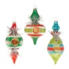 Raz New! Retro Tinsel Finial Stripe Ornaments
