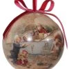 ShiShi Victorian Christmas Decoupage Ball Ornament, Santa's Airplane Delivery