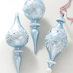 Raz Vintage Elegance Blue Finial Ornaments New!