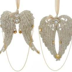 Kurt Adler Christmas Vintage Glamour Angel Wings Ornaments