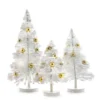 Cody Foster White Flocked Bottle Brush Trees With Gold Decorations New!