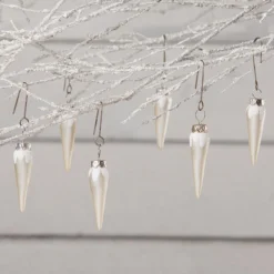 Bethany Lowe White Pearl Icicle Mini Ornaments New!