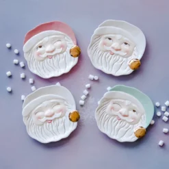 Glitterville Winking Santa Cookie Plates