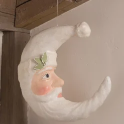 TheHolidayBarn.com New! Winter Santa Moon, Paper Mache